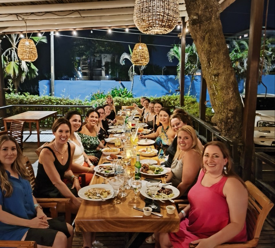 TrovaTrip group travel dinner with Host, Ali Jackson.